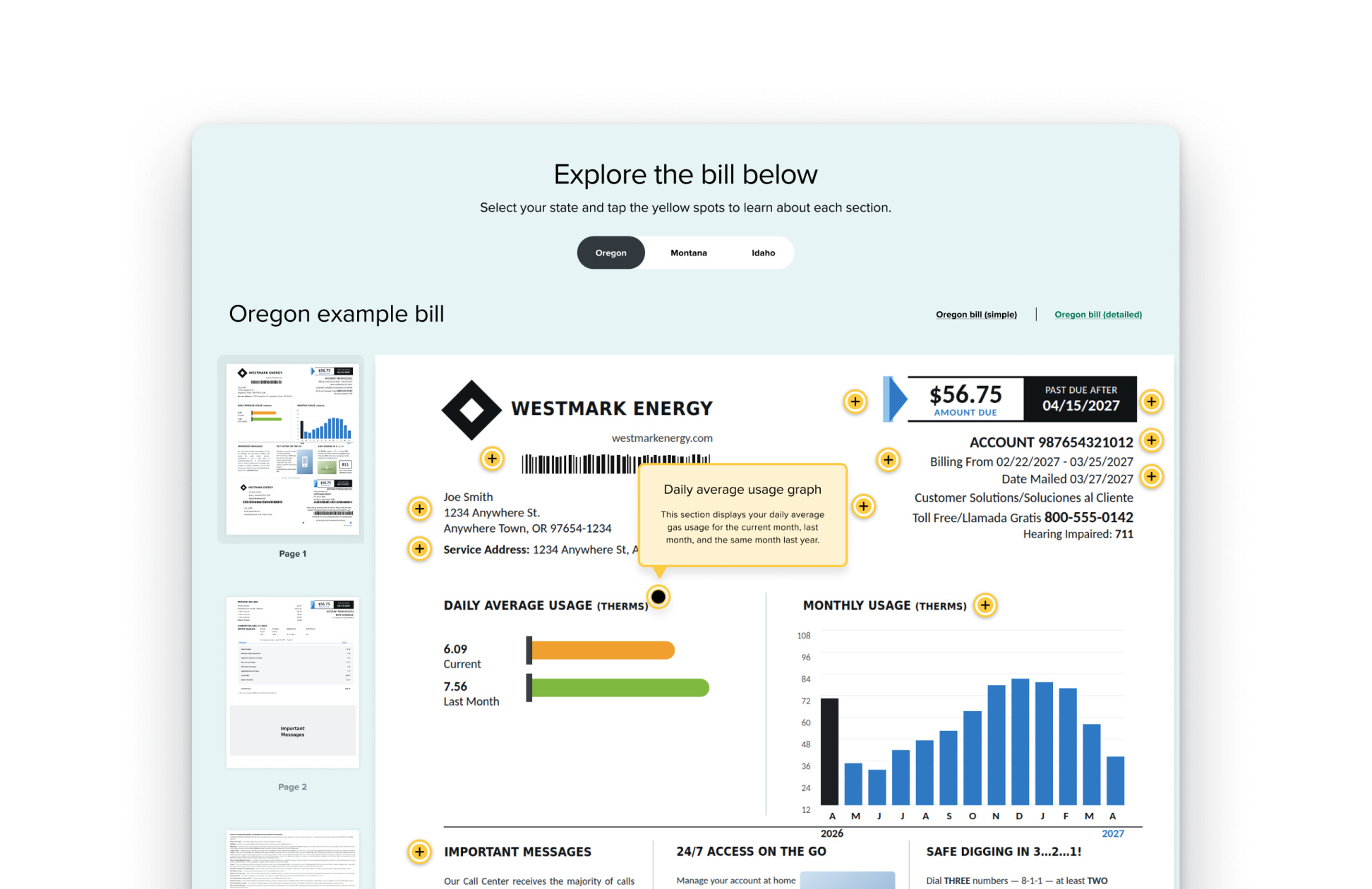 Southwest Gas bill explainer — design system case study
